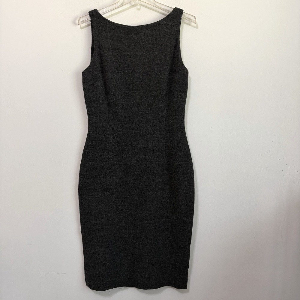 Theory Felt Wool Blend Sheath Dress 10 Grey Sleeveless Fall Winter Party Minimal